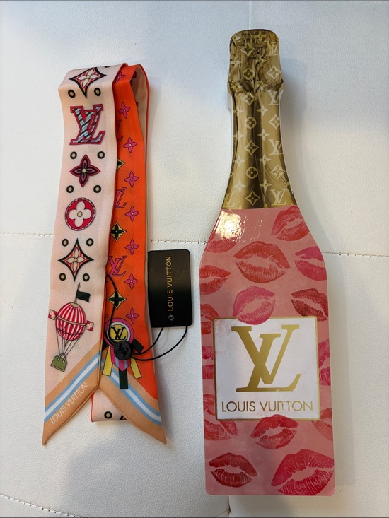 Louis Vuitton Other - New Wood Louis Vuitton Home Decor & Silk Pink Orange Monogram Twilly Ribbon
